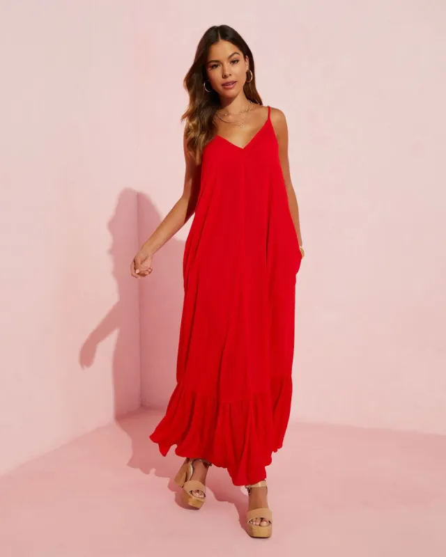 Kimonie Pocketed Maxi Dress - Red - FINAL SALE sold by Vici
