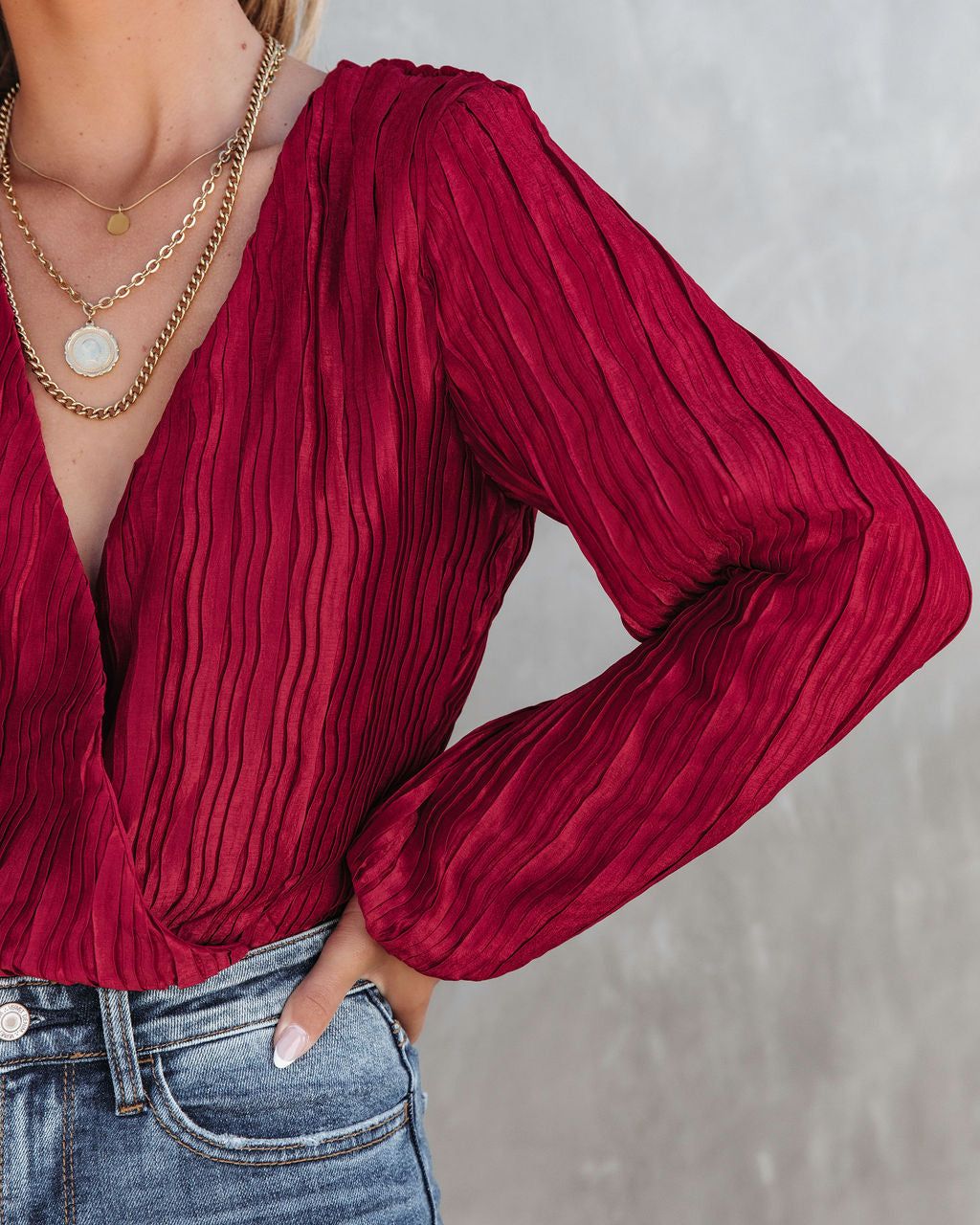 Salma Plisse Drape Bodysuit sold by Vici product image thumbnail 2