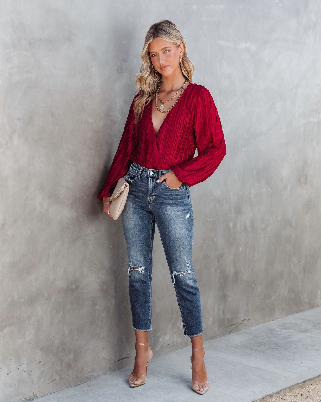 Salma Plisse Drape Bodysuit sold by Vici product image thumbnail 3