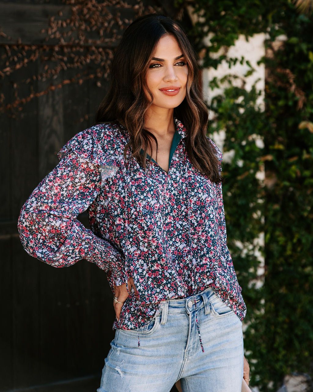 Millie Floral Ruffle Top - FINAL SALE sold by Vici