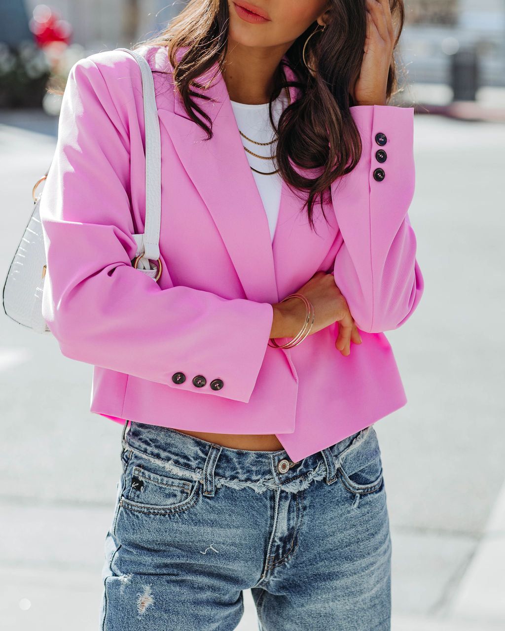 Cityscape Crop Blazer - Pink - FINAL SALE sold by Vici product image thumbnail 9