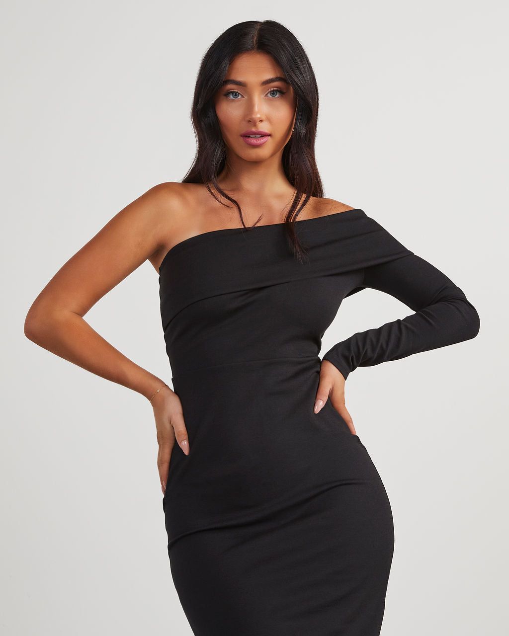 Already Famous One Shoulder Midi Dress - Black sold by Vici product image thumbnail 2
