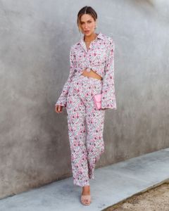 Rosaline Floral Plisse Wide Leg Pants - FINAL SALE sold by Vici