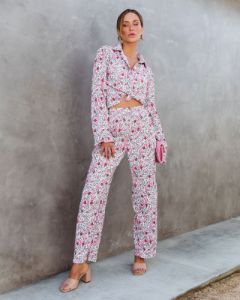 Rosaline Floral Plisse Wide Leg Pants - FINAL SALE sold by Vici