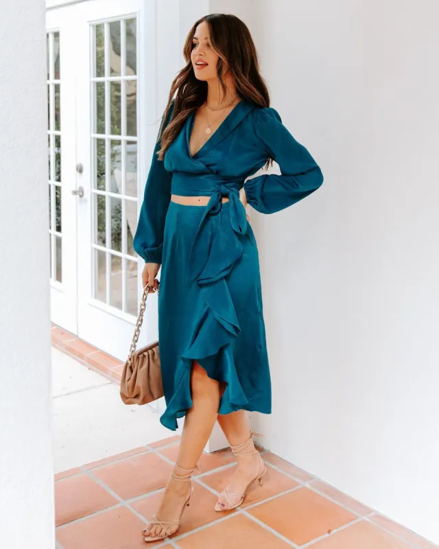 Penthouse Satin Ruffle Midi Skirt - FINAL SALE sold by Vici