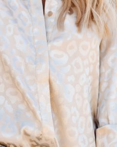 Kingdom Satin Embossed Button Down Blouse - Champagne - FINAL SALE sold by Vici