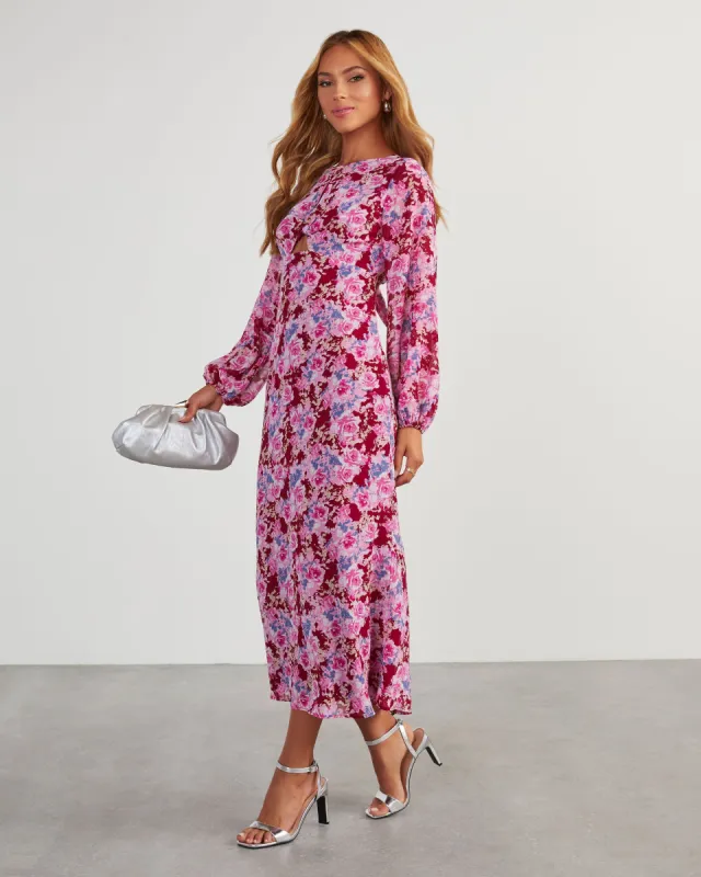 Galata Chiffon Floral Midi Dress sold by Vici
