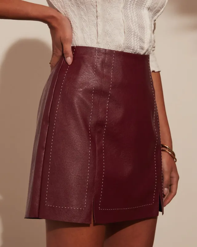 Wynne Faux Leather Mini Skirt sold by Vici