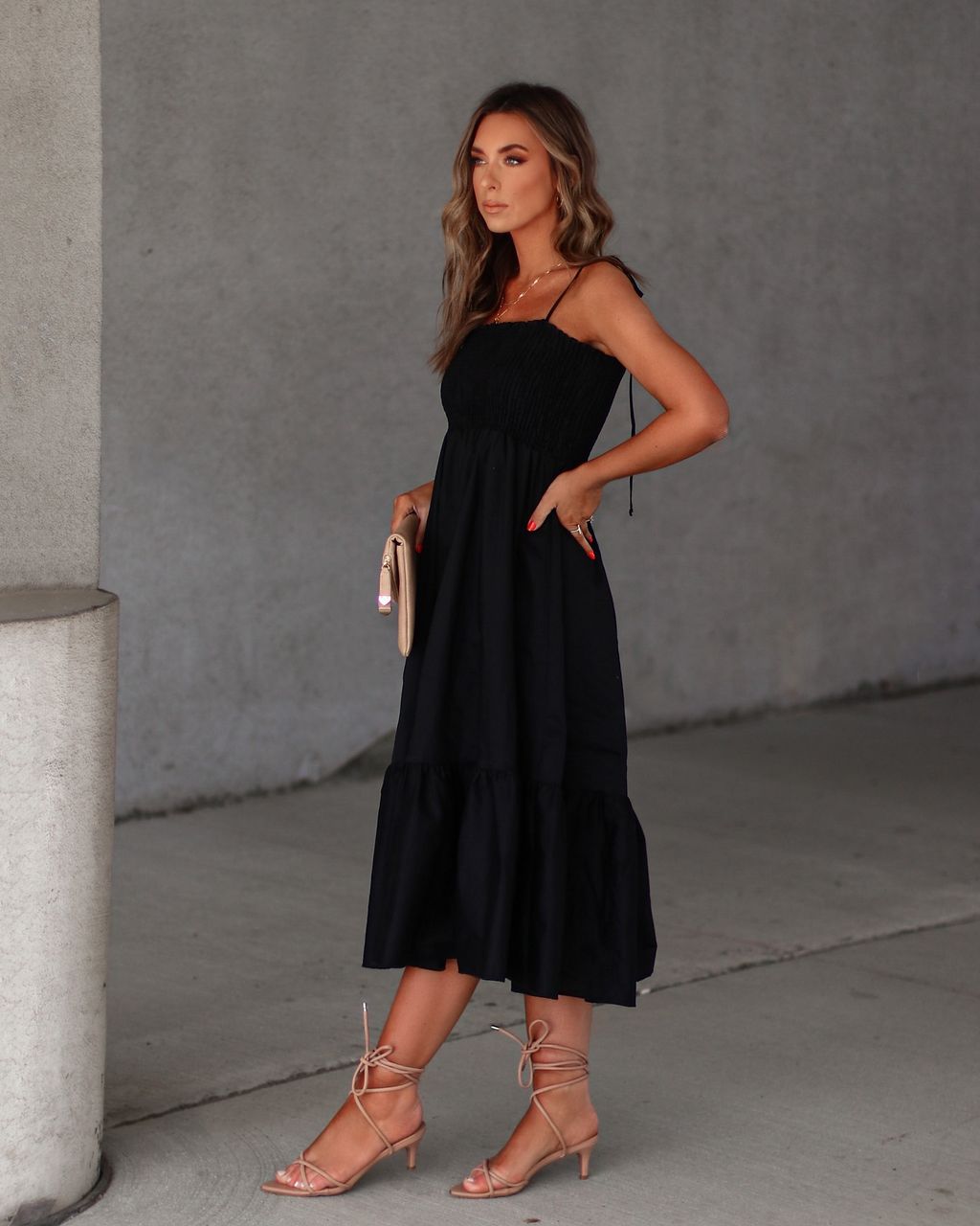 Simply The Best Smocked Cotton Midi Dress - Black - FINAL SALE sold by Vici product image thumbnail 5