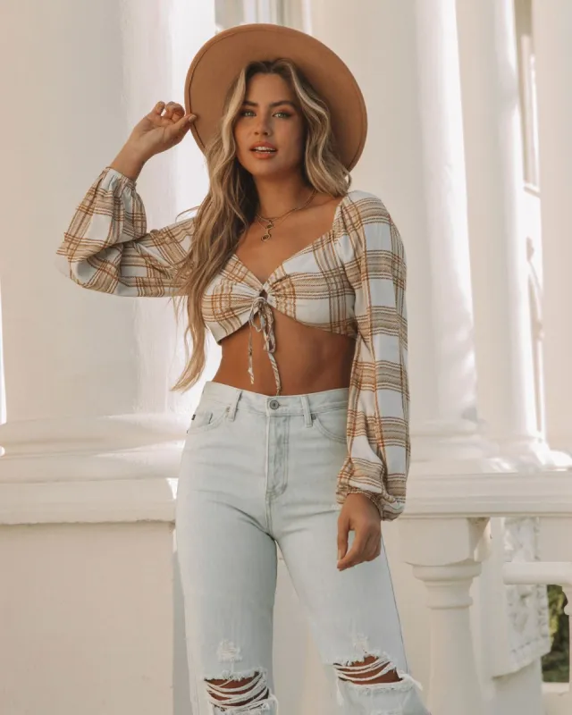 Marty Plaid Tie Front Crop Top - FINAL SALE made by Vici