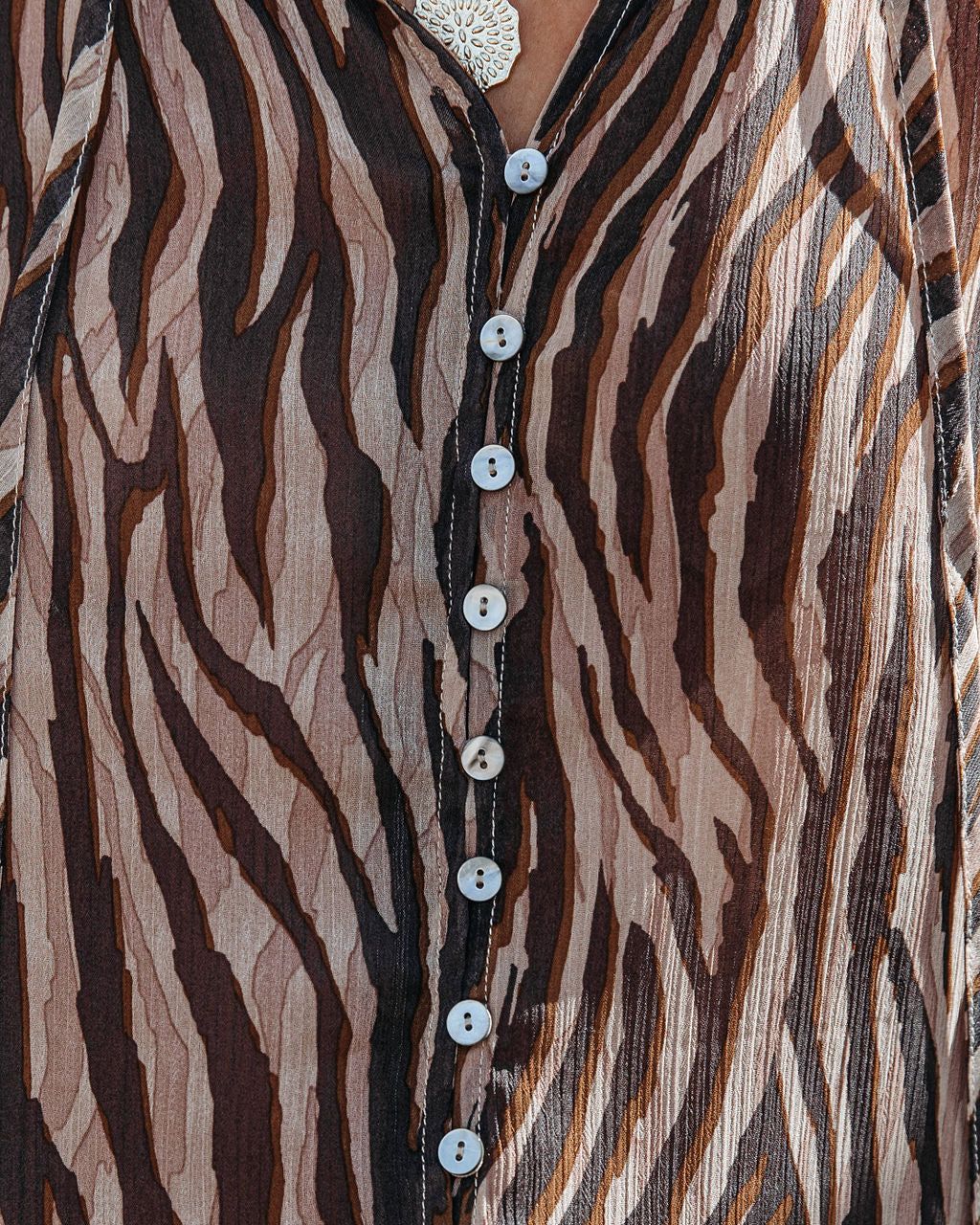 Tustin Printed Button Down Ruffle Blouse - FINAL SALE sold by Vici product image thumbnail 4