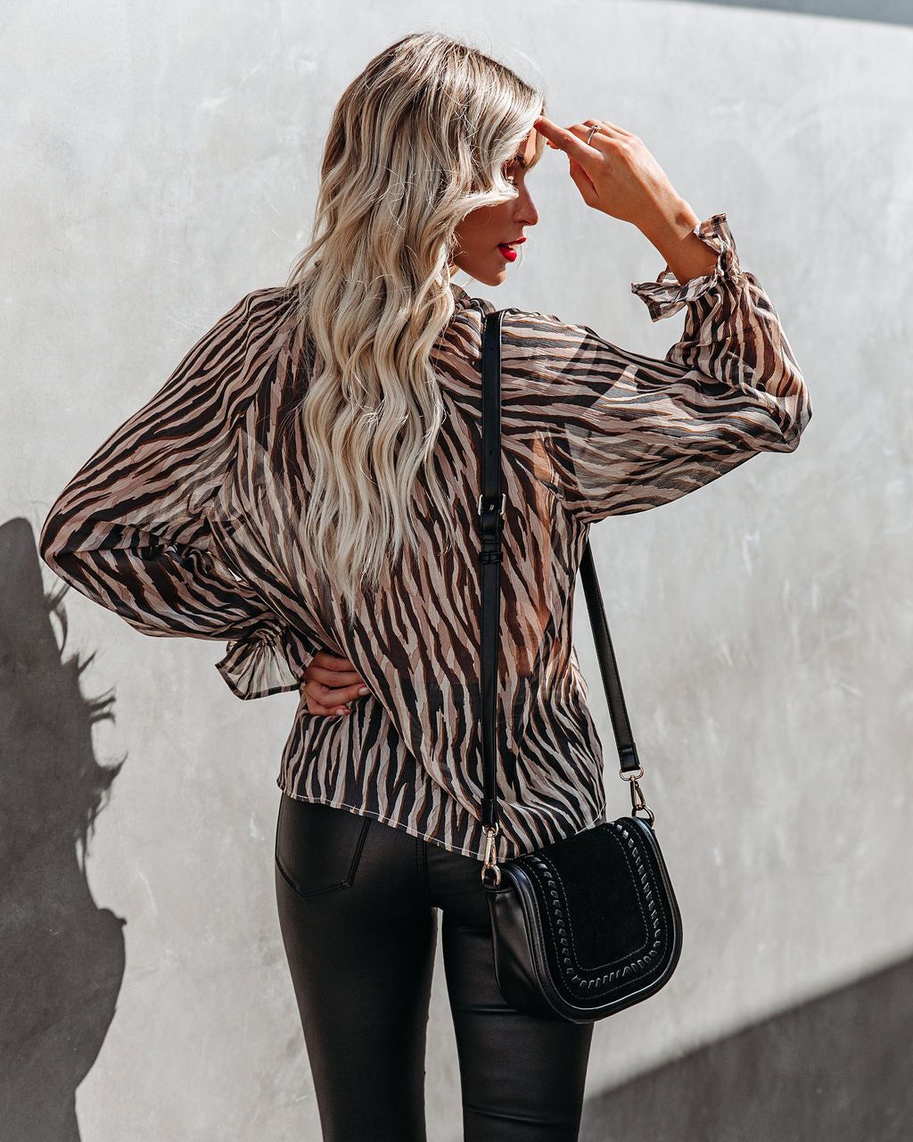 Tustin Printed Button Down Ruffle Blouse - FINAL SALE sold by Vici product image thumbnail 2