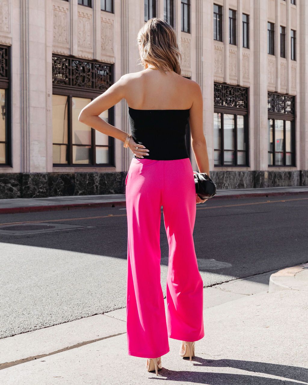 Zoey Pocketed Wide Leg Pants - Hot Pink - FINAL SALE sold by Vici product image thumbnail 4