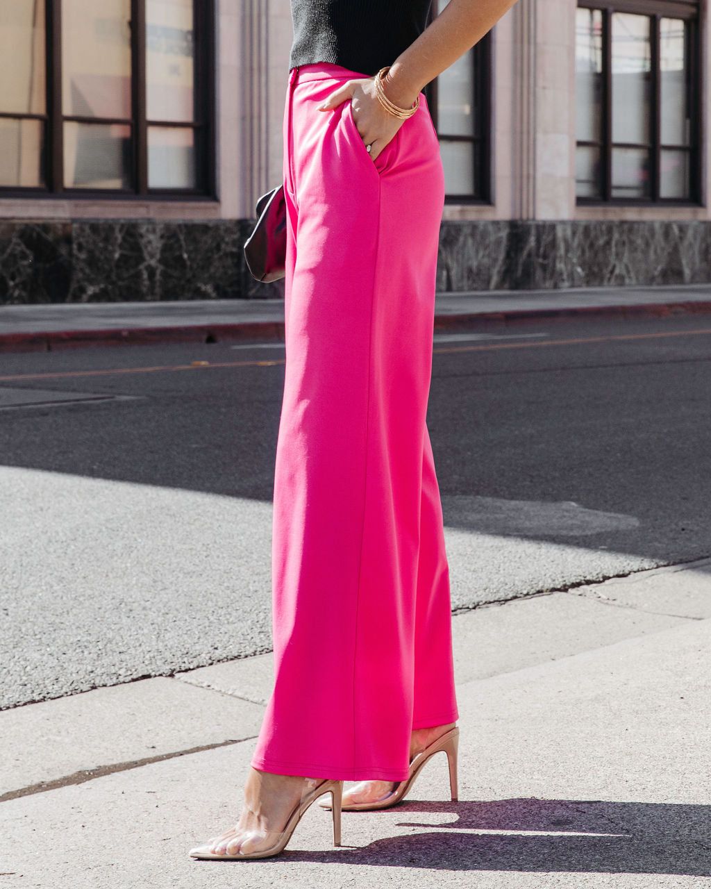 Zoey Pocketed Wide Leg Pants - Hot Pink - FINAL SALE sold by Vici product image thumbnail 5