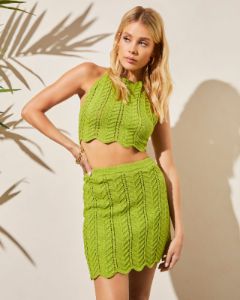 Aeryn Crochet Knit Crop Top - Lime - FINAL SALE sold by Vici