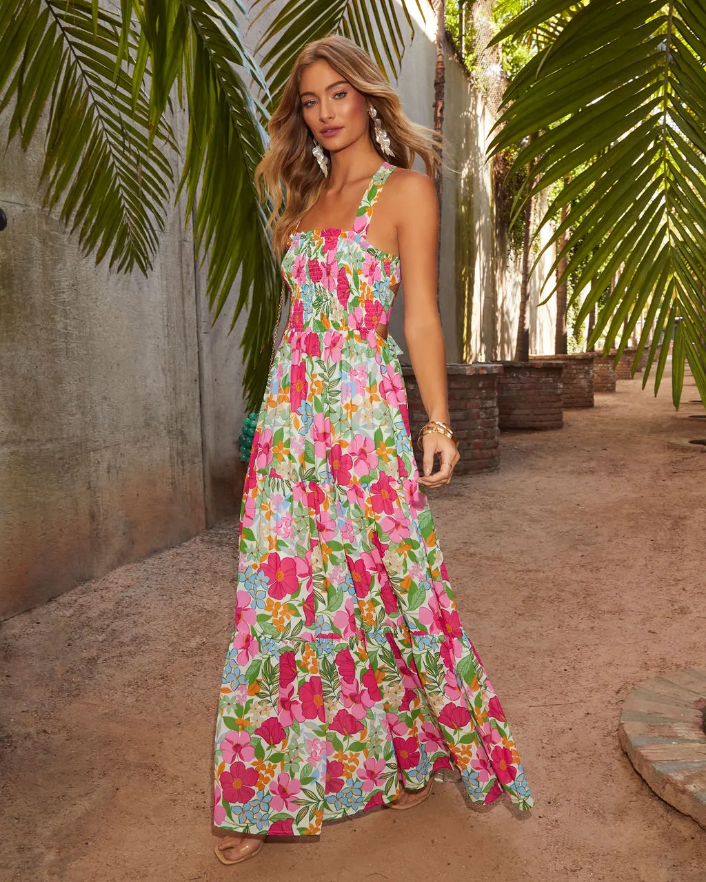 Emelia Floral Print Maxi Dress sold by Vici