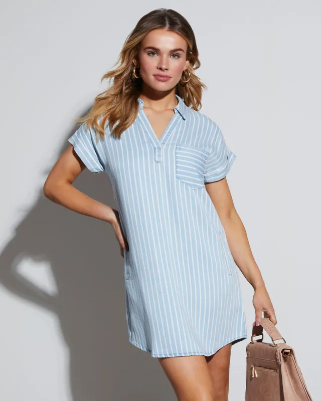 Aspire Striped Mini Shirt Dress sold by Vici