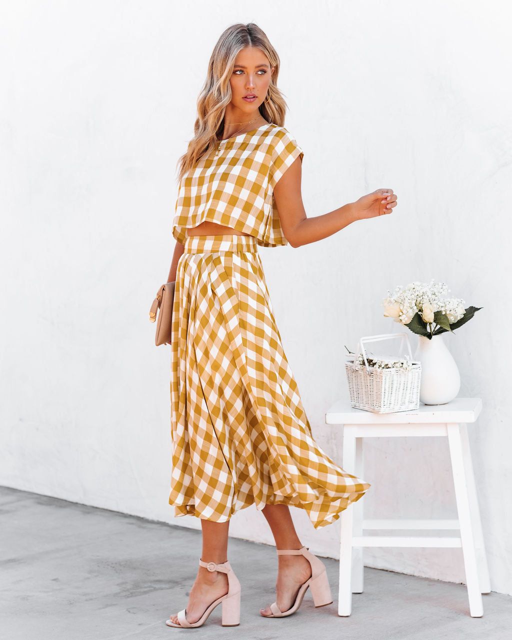 Athina Cotton Blend Gingham Crop Top - Mustard - LAST CHANCE sold by Vici product image thumbnail 6