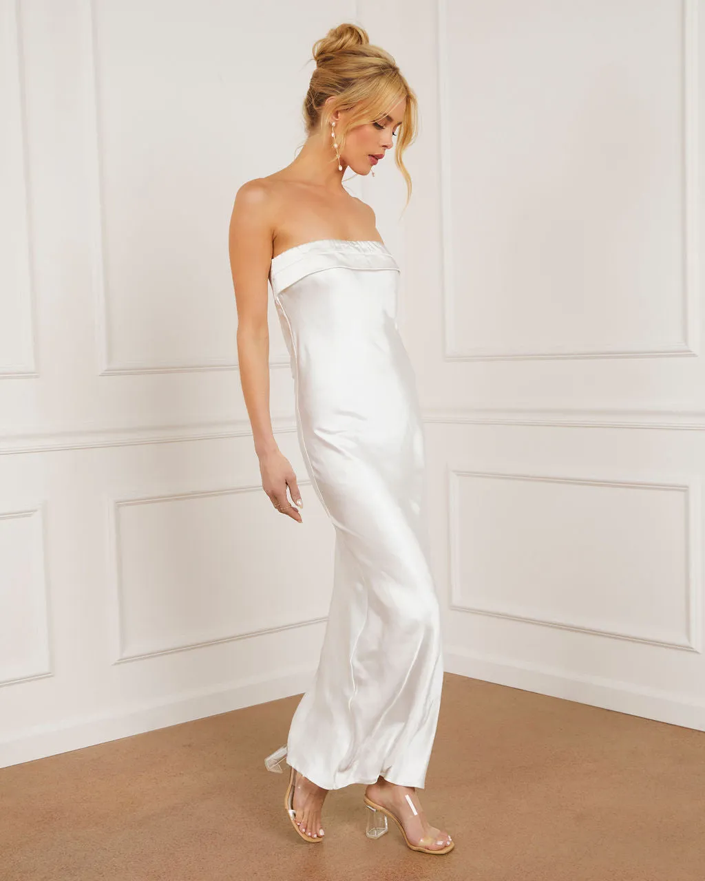 Lovely Affair Satin Strapless Maxi Dress sold by Vici product image thumbnail 5