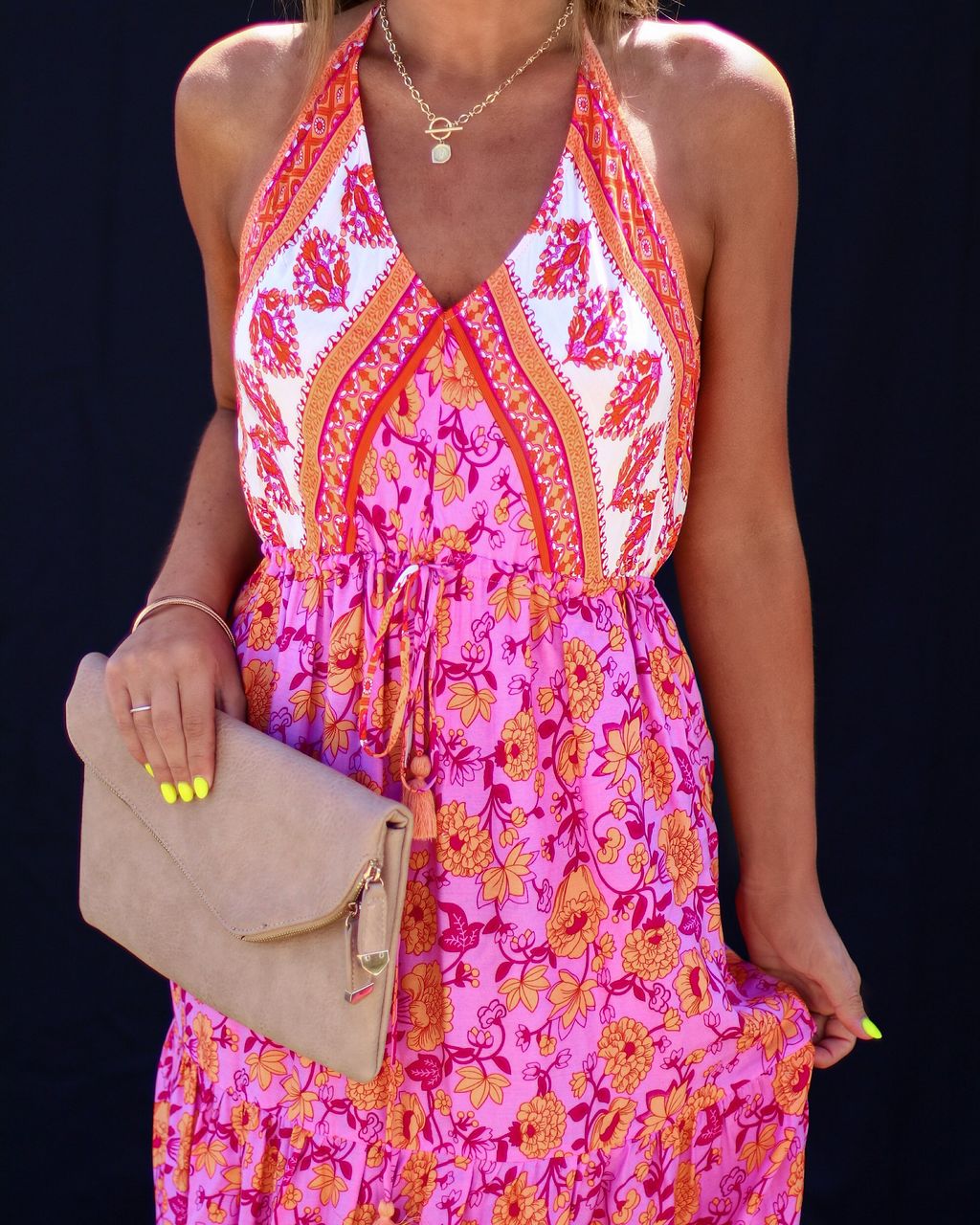 Beyond The Journey Floral Halter Maxi Dress - FINAL SALE sold by Vici product image thumbnail 4