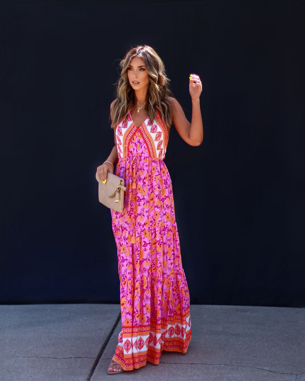 Beyond The Journey Floral Halter Maxi Dress - FINAL SALE sold by Vici