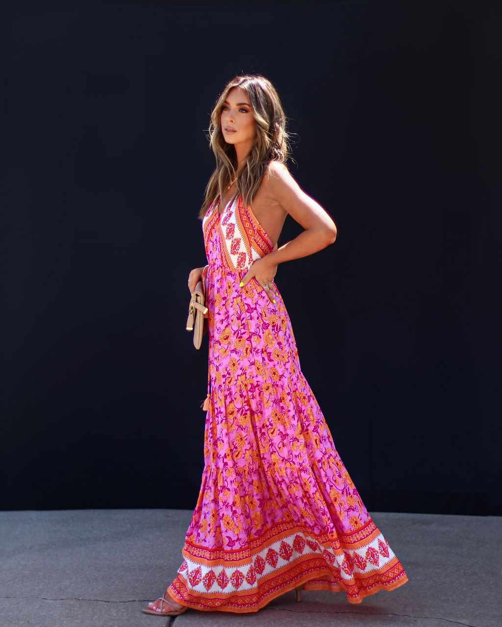 Beyond The Journey Floral Halter Maxi Dress - FINAL SALE sold by Vici product image thumbnail 3