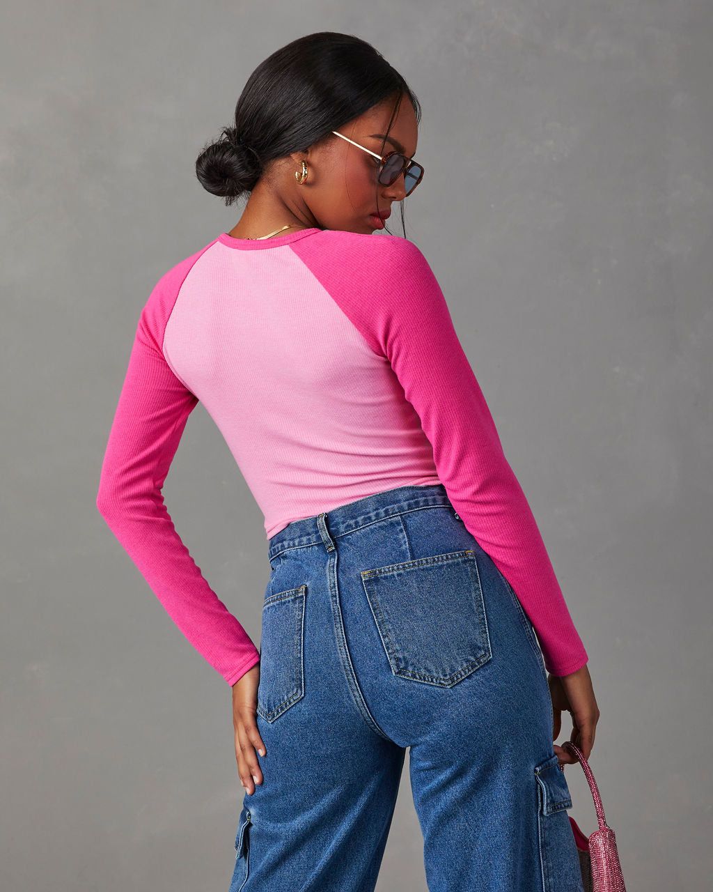 Martine Cropped Long Sleeve Top - Pink - SALE sold by Vici product image thumbnail 5