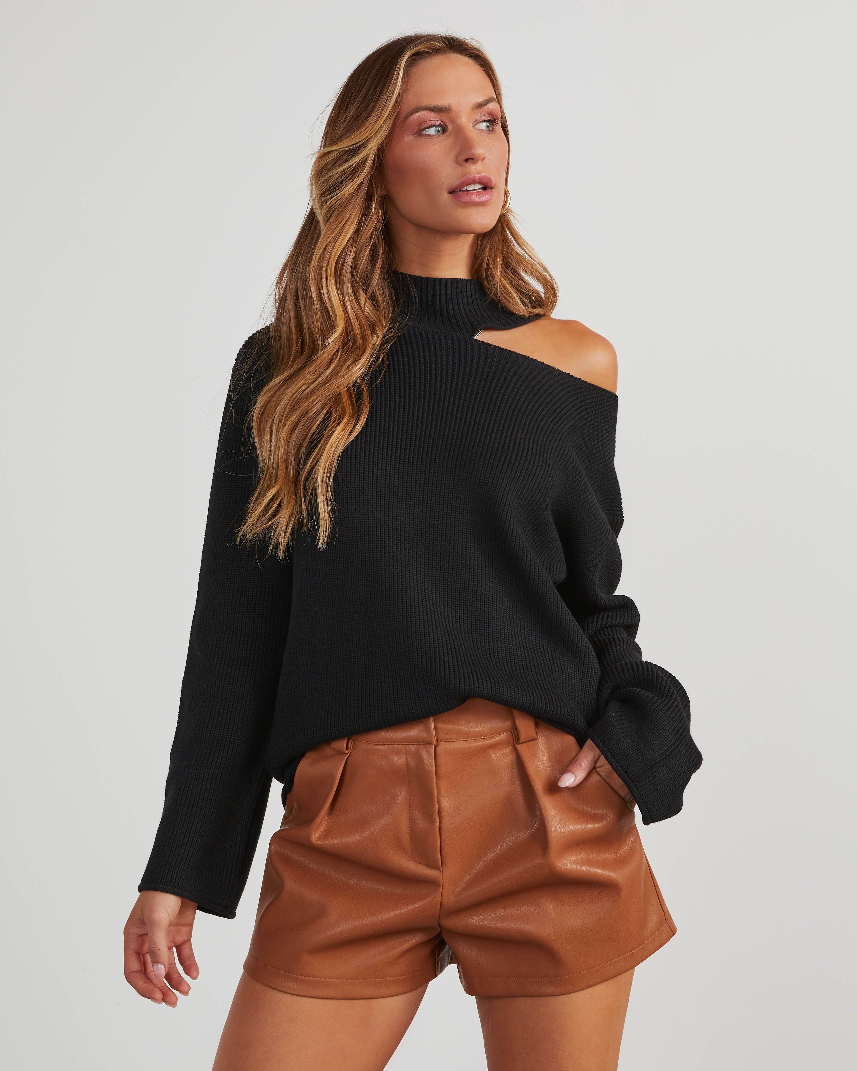 Indulgence Choker Cutout Sweater sold by Vici