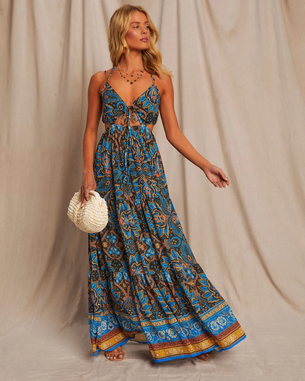 Island Escape Printed Cutout Halter Maxi Dress sold by Vici product image thumbnail 4