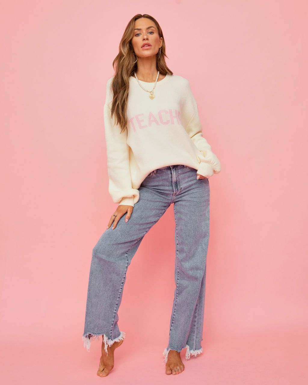 Teacher Love Sweater sold by Vici product image thumbnail 3