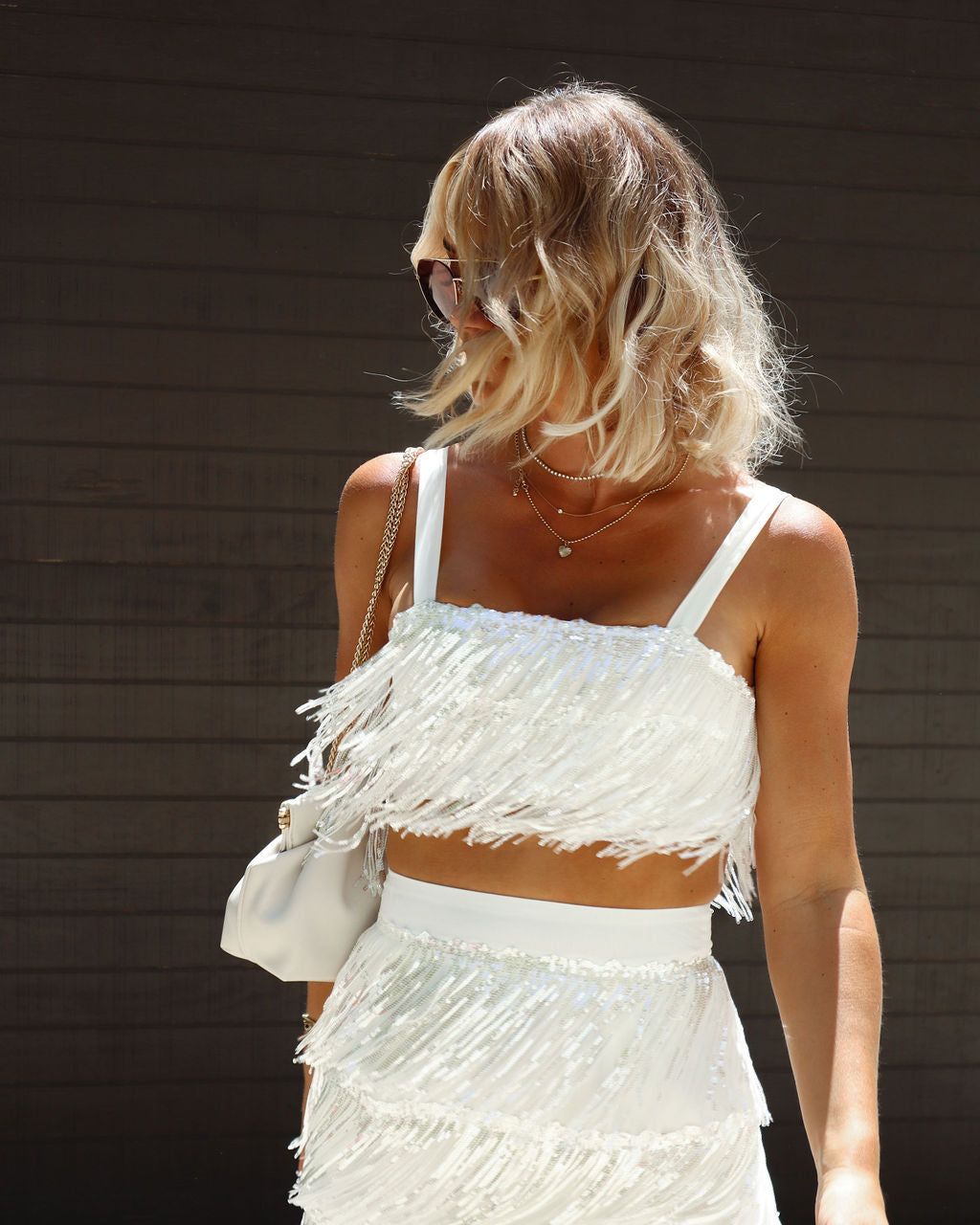 Fancy Rodeo Sequin Fringe Crop Top - Silver/White - SALE sold by Vici product image thumbnail 9