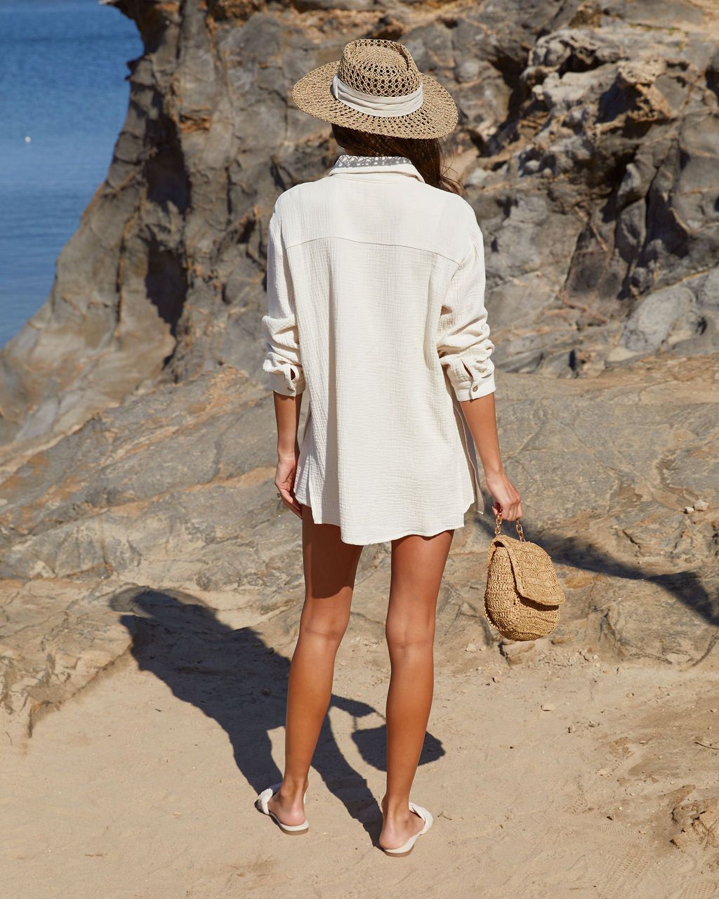 Tatum Cotton Button Down Romper - Cream - FINAL SALE sold by Vici product image thumbnail 5