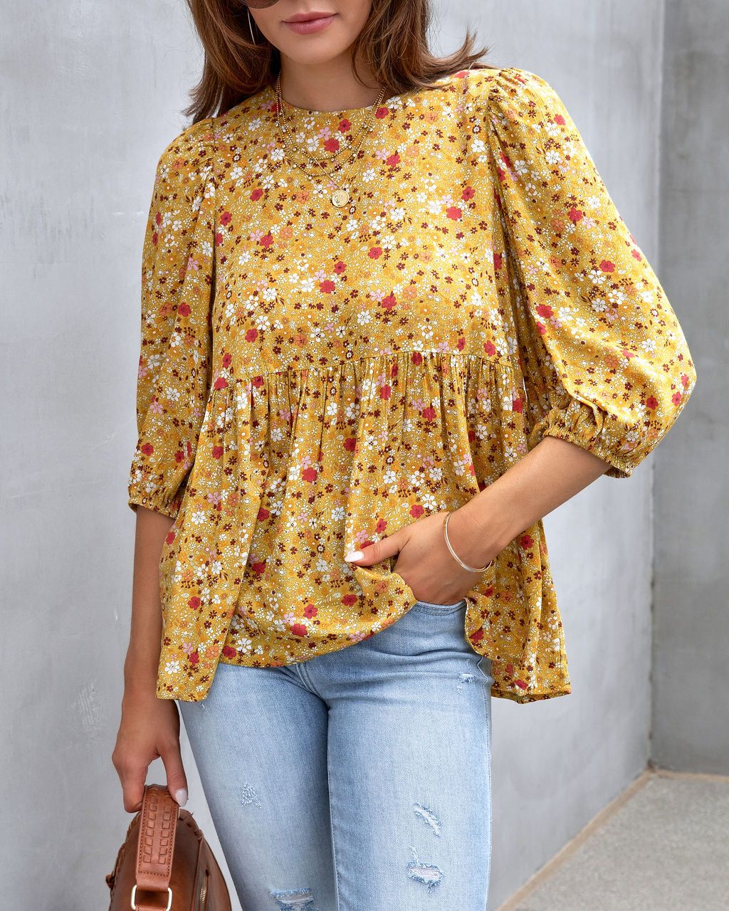 Orchard Adventures Floral Babydoll Top sold by Vici