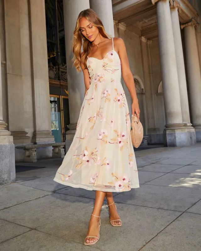 Darling Daisy Embroidered Floral Midi Dress sold by Vici