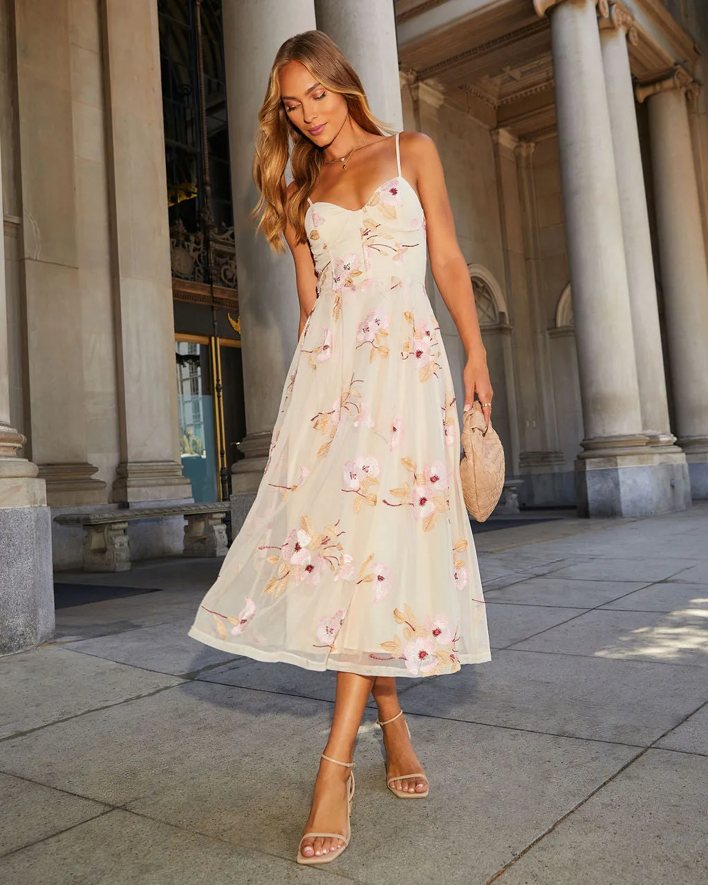 Darling Daisy Embroidered Floral Midi Dress sold by Vici