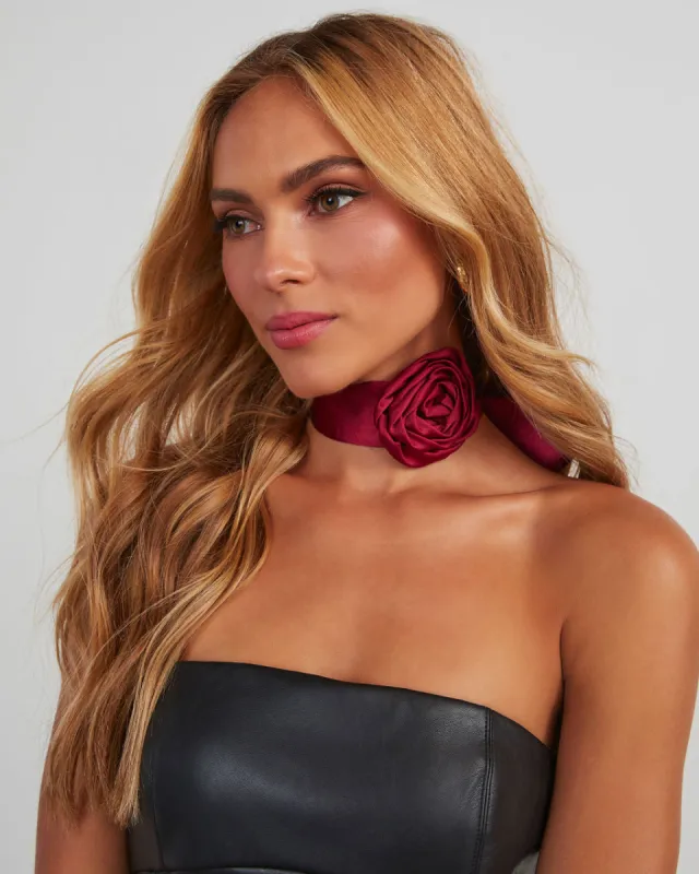 Hearts Aflame Rosette Satin Scarf sold by Vici