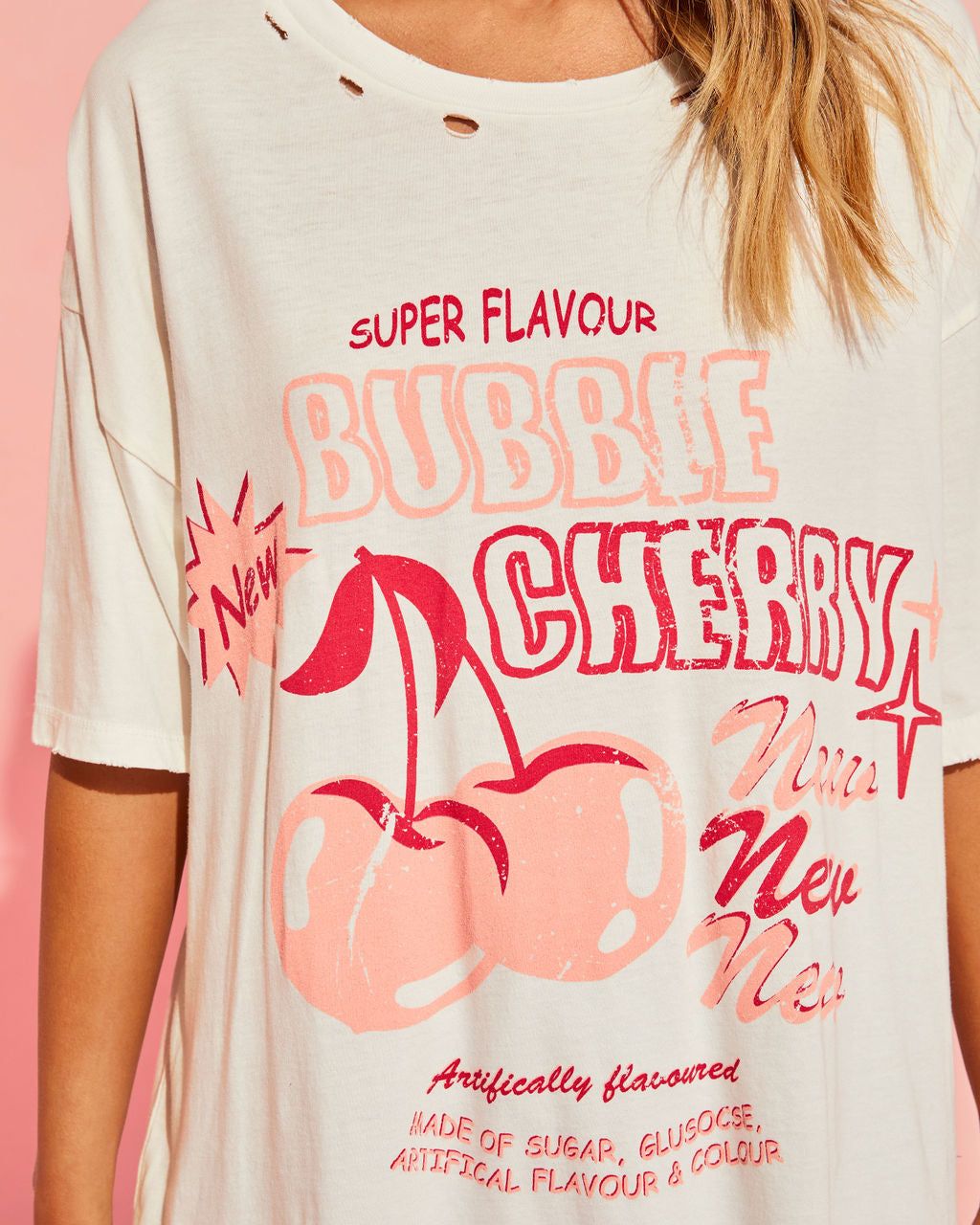 Bubble Cherry Distressed Tee - FINAL SALE sold by Vici product image thumbnail 3