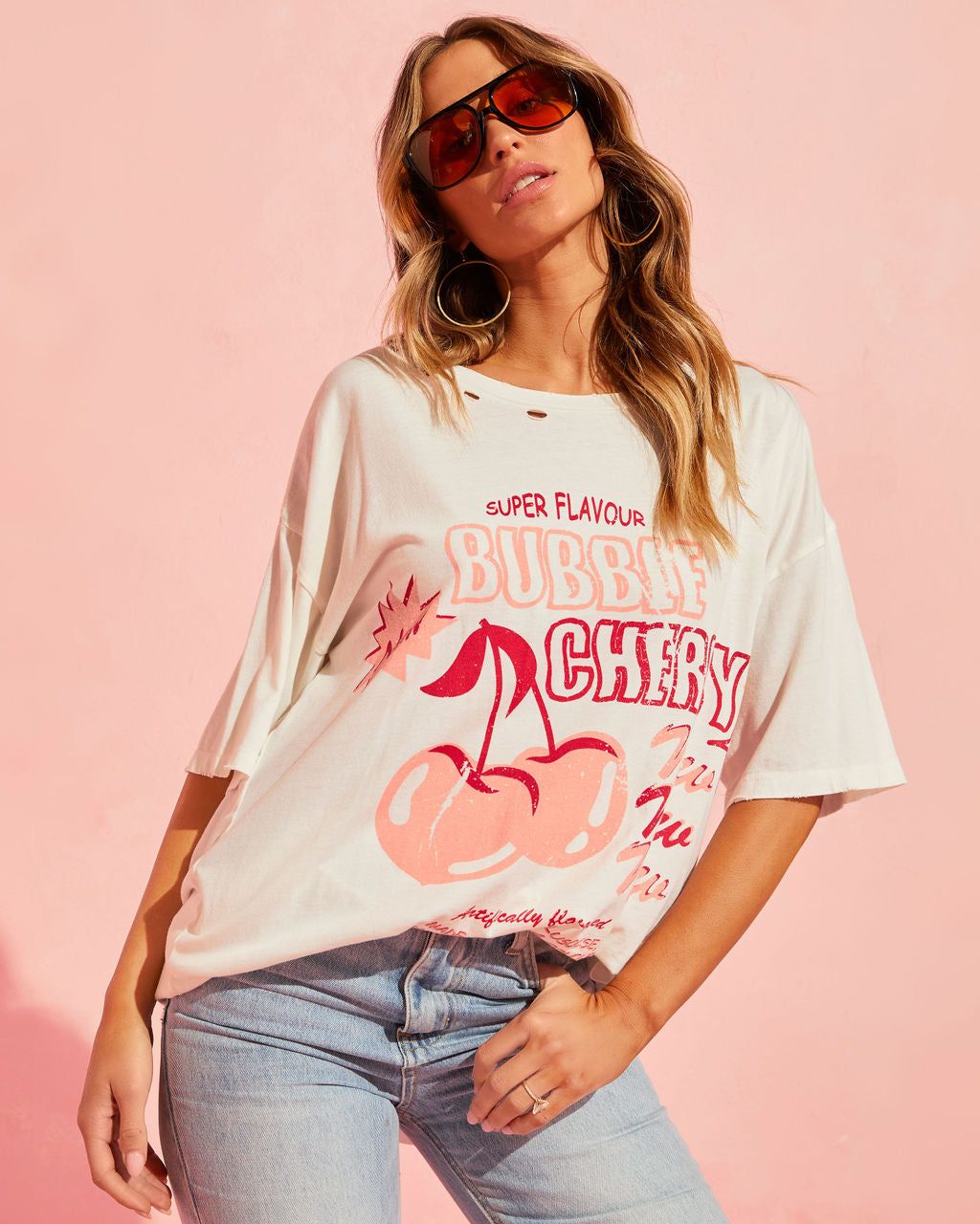 Bubble Cherry Distressed Tee - FINAL SALE sold by Vici product image thumbnail 4