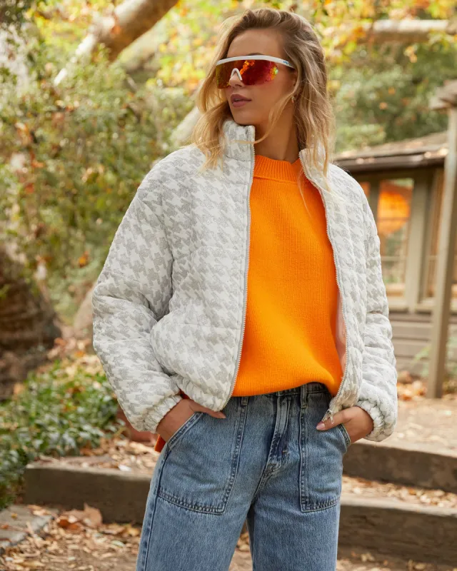 Blaine Glitter Houndstooth Puffer Jacket sold by Vici