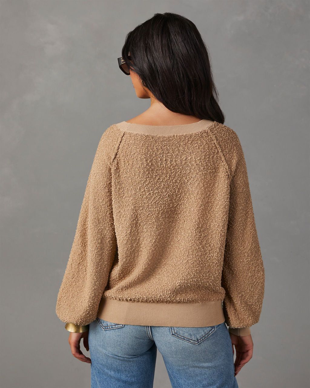 Harrington Crew Neck Pullover Sweater - Taupe sold by Vici product image thumbnail 4