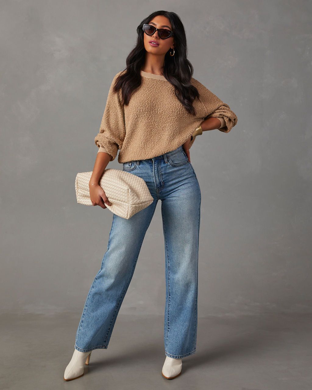 Harrington Crew Neck Pullover Sweater - Taupe sold by Vici product image thumbnail 2