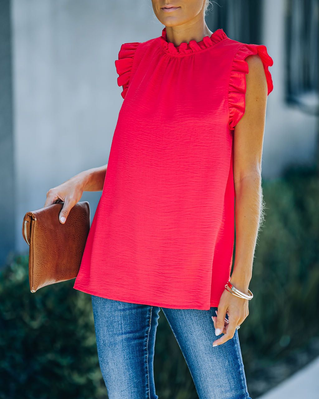 Shrill Sleeveless Ruffle Blouse - Coral - FINAL SALE sold by Vici product image thumbnail 3