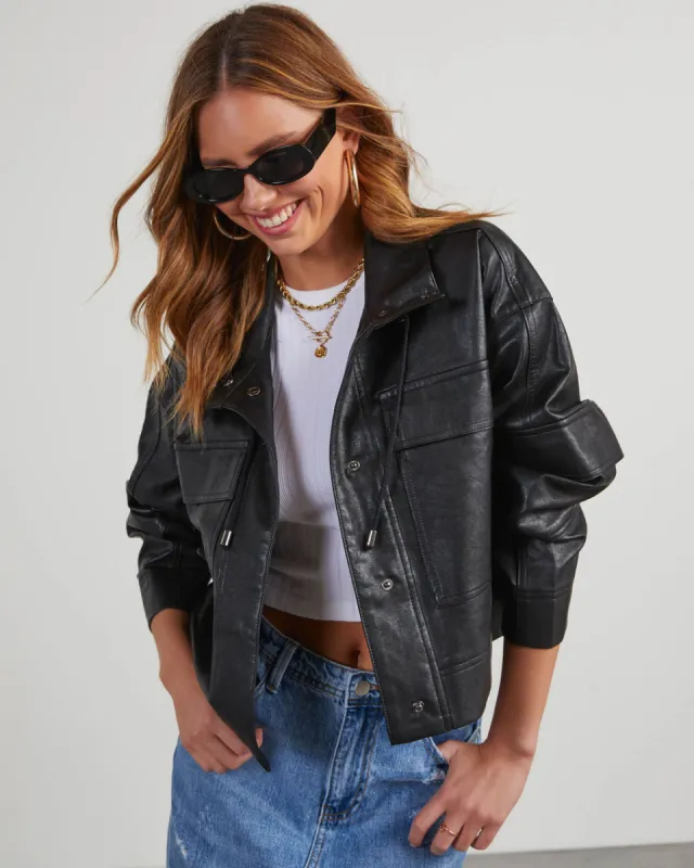 Mallie Faux Leather Utility Jacket sold by Vici