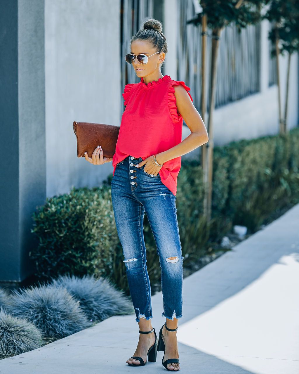 Shrill Sleeveless Ruffle Blouse - Coral - FINAL SALE sold by Vici product image thumbnail 8