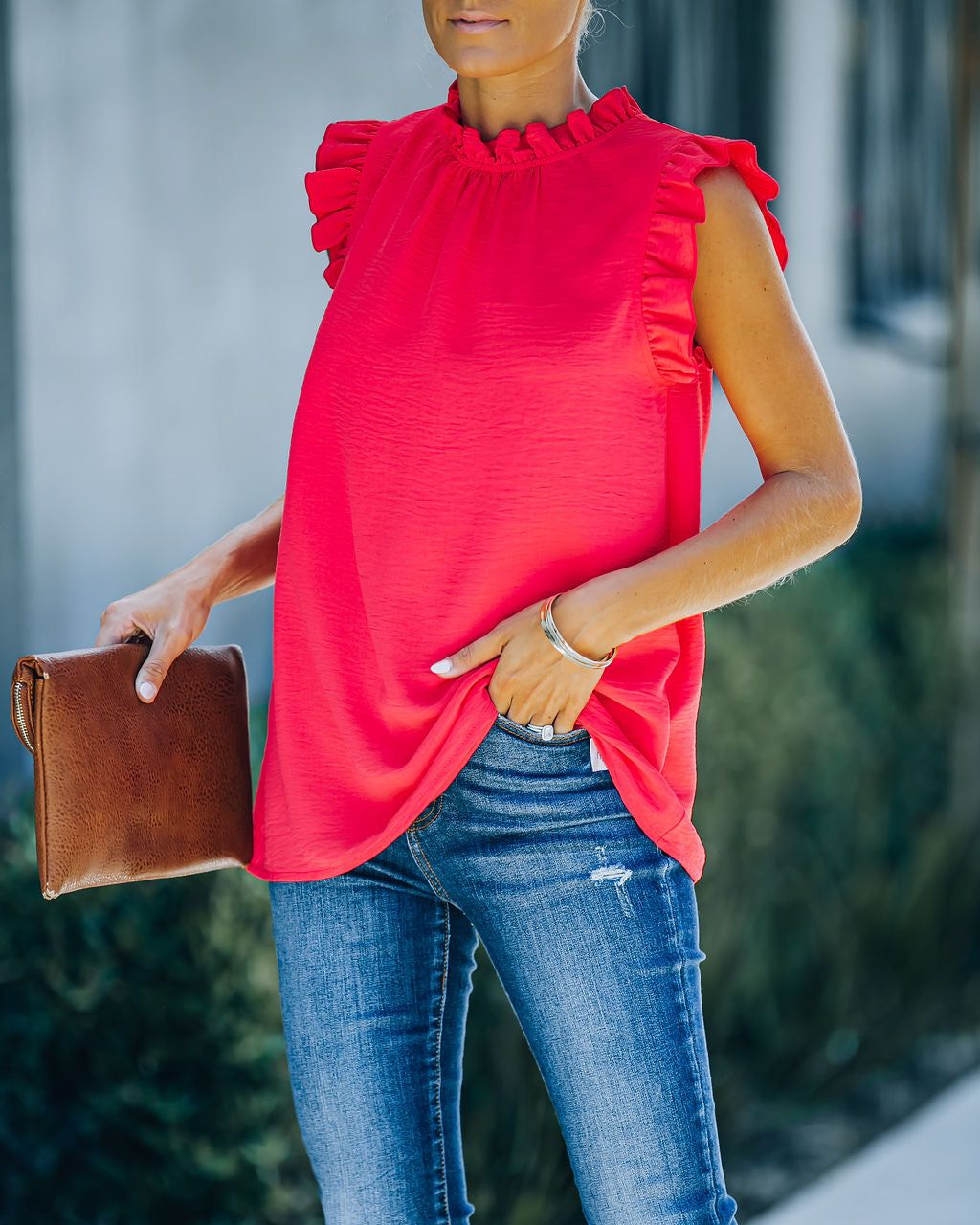 Shrill Sleeveless Ruffle Blouse - Coral - FINAL SALE sold by Vici product image thumbnail 7