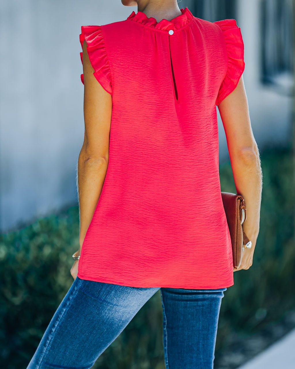 Shrill Sleeveless Ruffle Blouse - Coral - FINAL SALE sold by Vici product image thumbnail 2