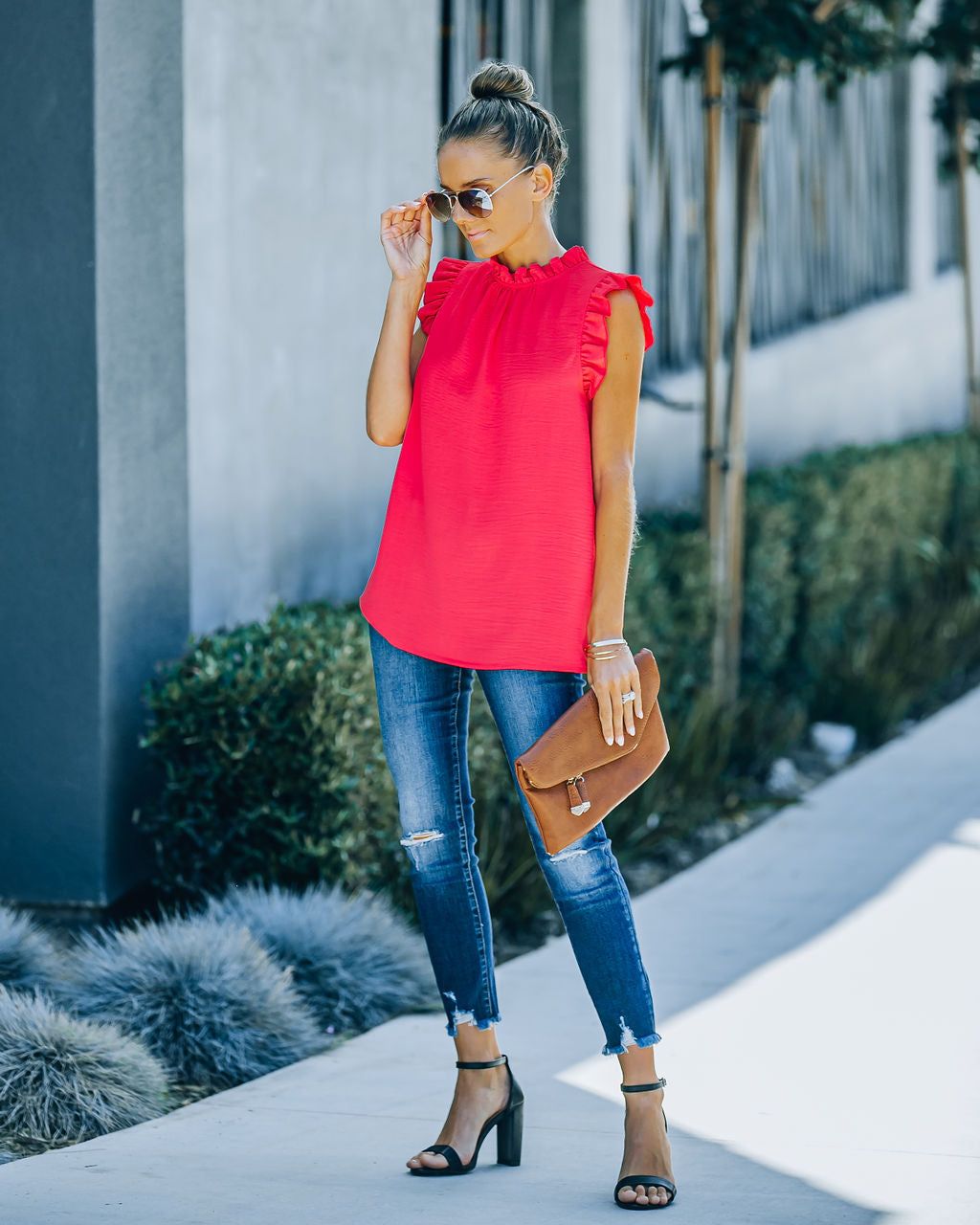 Shrill Sleeveless Ruffle Blouse - Coral - FINAL SALE sold by Vici product image thumbnail 11