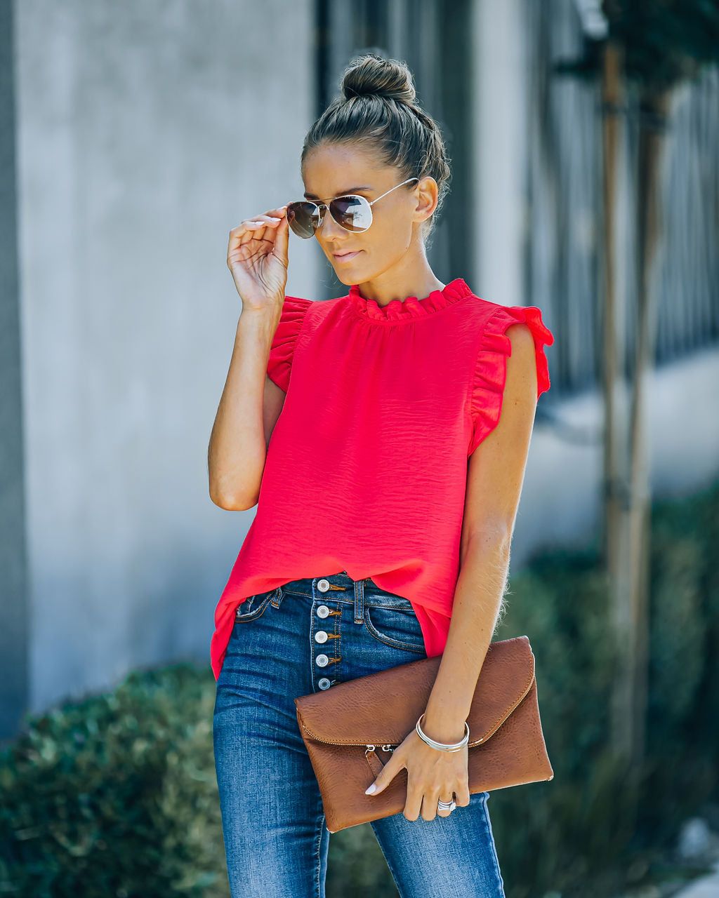 Shrill Sleeveless Ruffle Blouse - Coral - FINAL SALE sold by Vici product image thumbnail 6