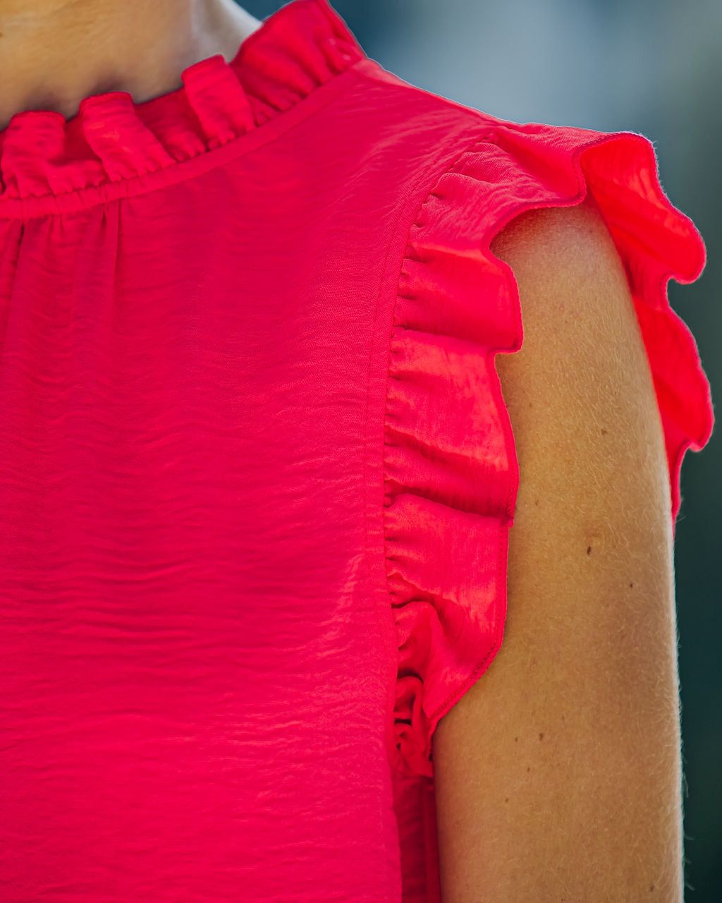 Shrill Sleeveless Ruffle Blouse - Coral - FINAL SALE sold by Vici product image thumbnail 4