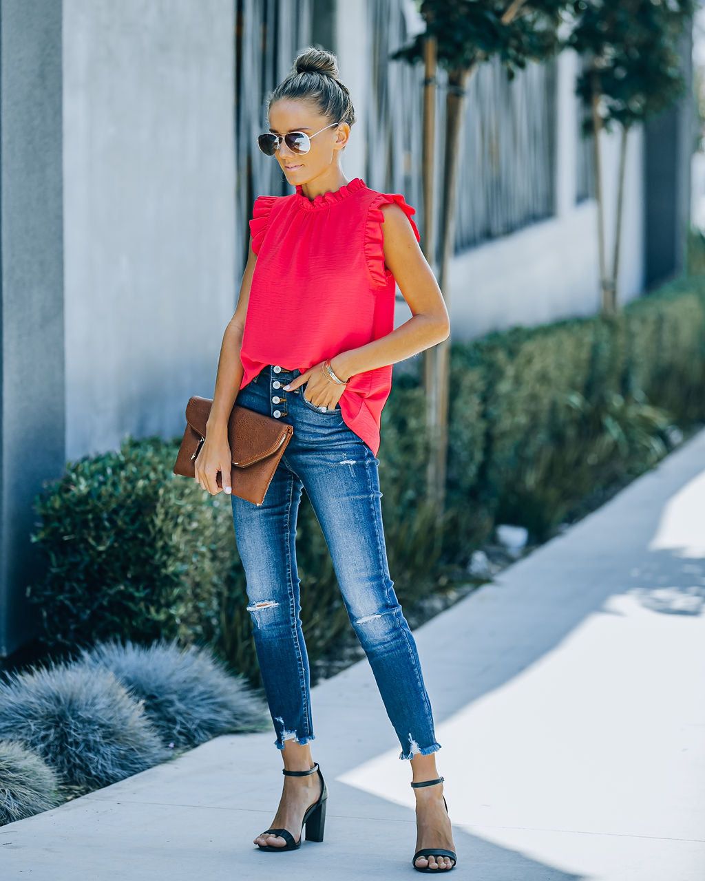Shrill Sleeveless Ruffle Blouse - Coral - FINAL SALE sold by Vici product image thumbnail 5